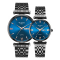 Wlisth Fashion Couple Watch Stainless Steel Strap Quartz Wristwatch Blue Analog Classic Digital Watches For Lover